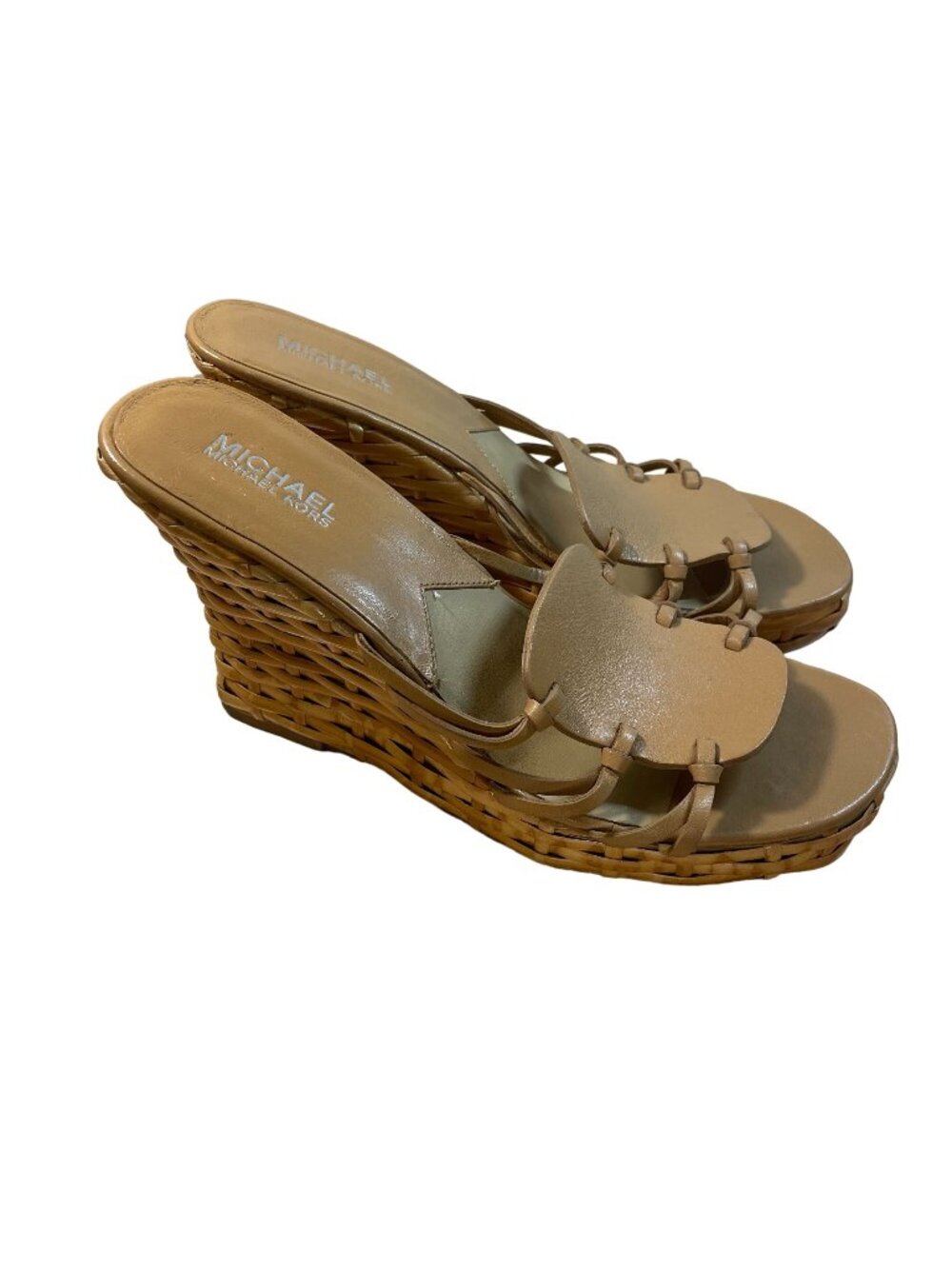 Michael Michael Kors Women Size 9 Woven Knotted Leather Platform Wedge Sandal